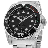 Gucci Dive Analog Black Dial Silver Steel Strap Watch For Men - YA136208 Buy Now By Gucci