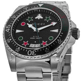 Gucci Dive Quartz Black Dial Silver Steel Strap Watch For Men - YA136221 Buy Now By Gucci