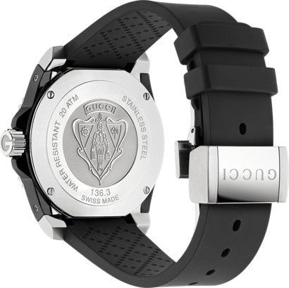 Gucci Dive Quartz Black Dial Black Rubber Strap Watch For Men - YA136303 Buy Now By Gucci