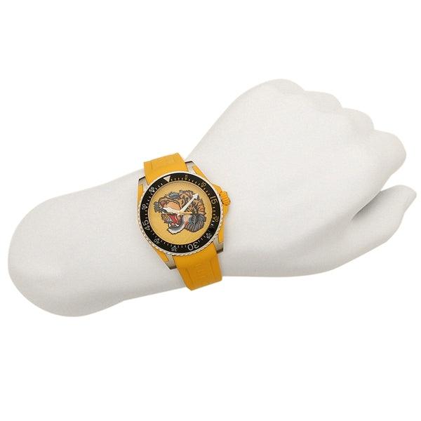 Gucci Dive Tiger Yellow Dial Yellow Rubber Strap Watch For Men - YA136317 Buy Now By Gucci