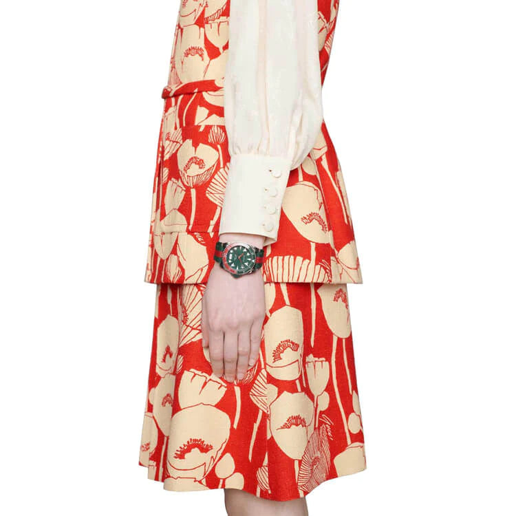 Gucci Dive Quartz Green Dial Two Tone NATO Strap Watch For Men - YA136339 Buy Now By Gucci