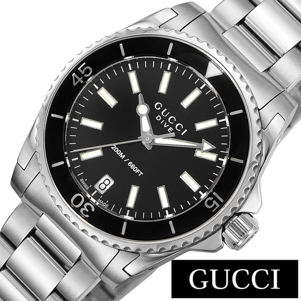 Gucci Dive Black Dial Silver Steel Strap Watch For Women - YA136403 Buy Now By Gucci