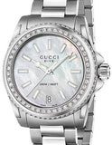 Gucci Dive Diamonds Mother of Pearl Dial Silver Steel Strap Watch For Women - YA136406 Buy Now By Gucci