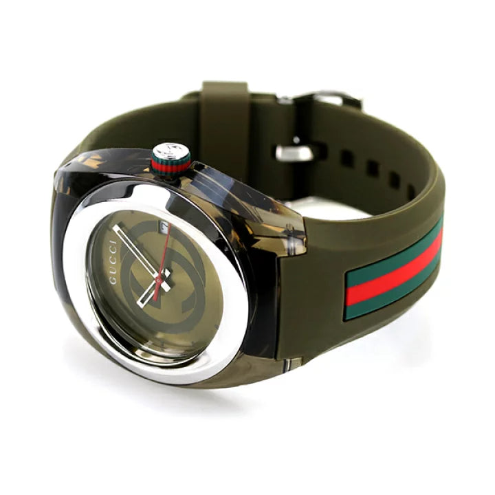 Gucci Sync XXL Quartz Brown Dial Brown Leather Strap Watch For Men - YA137106 Buy Now By Gucci