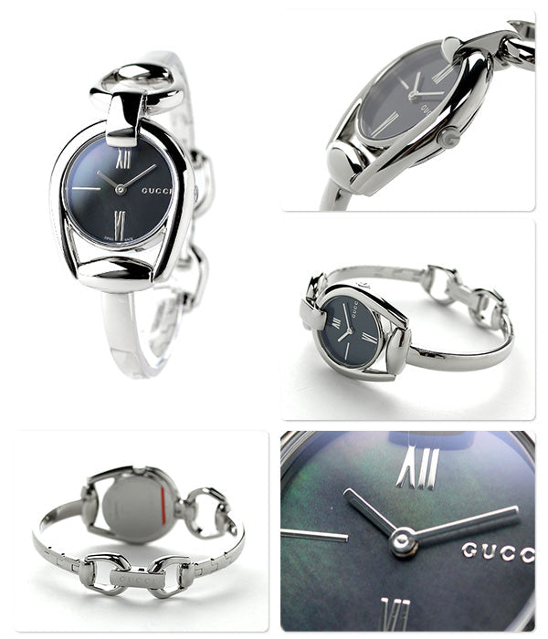 Gucci Horsebit Collection Mother of Pearl Black Dial Silver Steel Strap Watch For Women - YA139503 Buy Now By Gucci