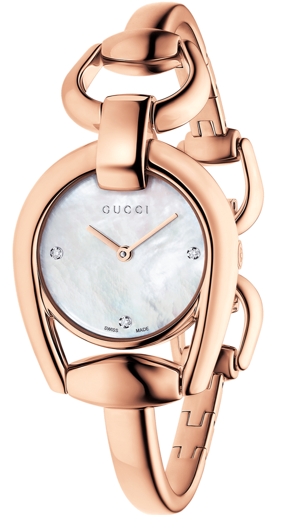 Gucci Horsebit Collection Diamonds Mother of Pearl Dial Rose Gold Steel Strap Watch For Women - YA139508 Buy Now By Gucci