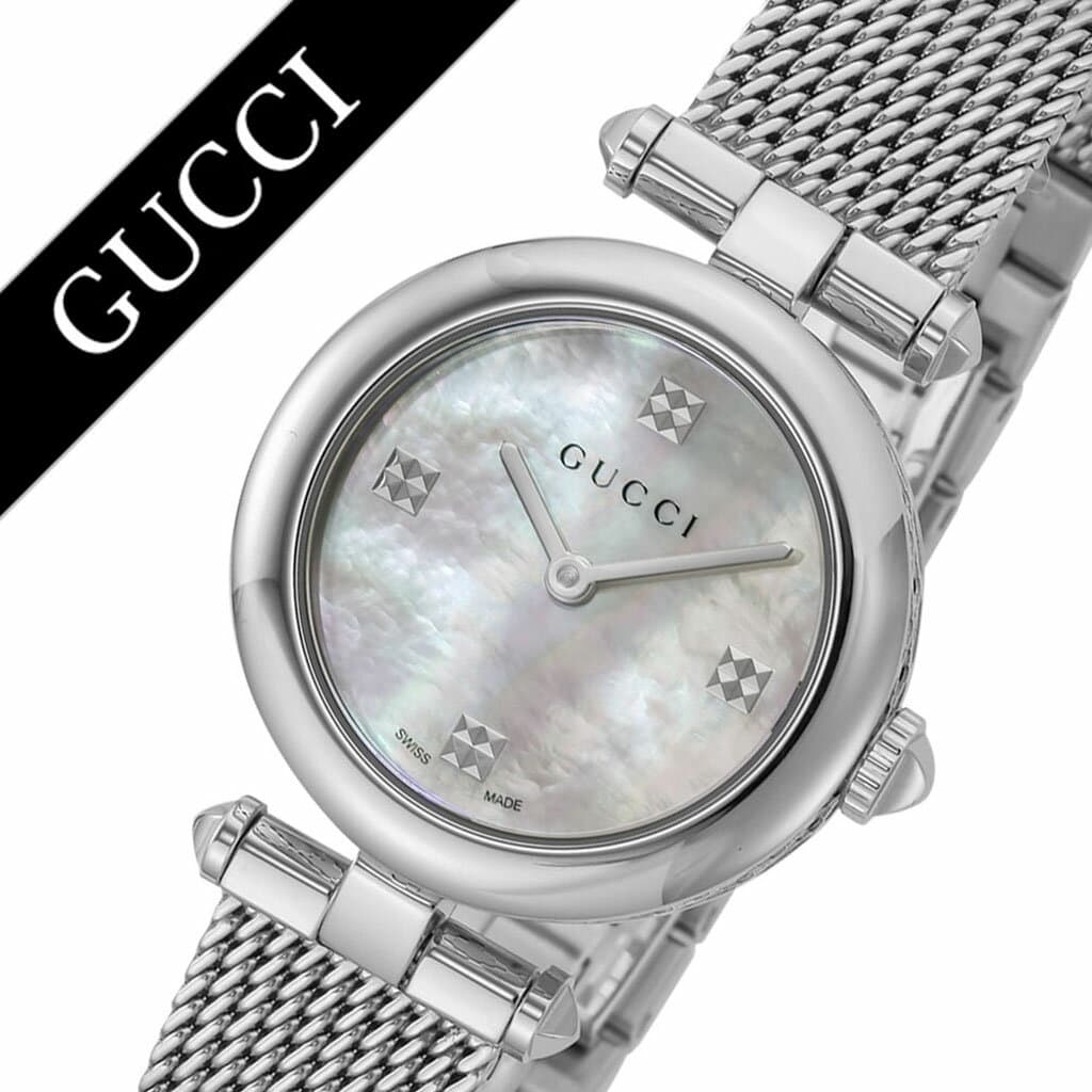 Gucci Diamantissima Quartz Diamonds Mother of Pearl Dial Silver Mesh Bracelet Watch for Women - YA141504 Buy Now By Gucci