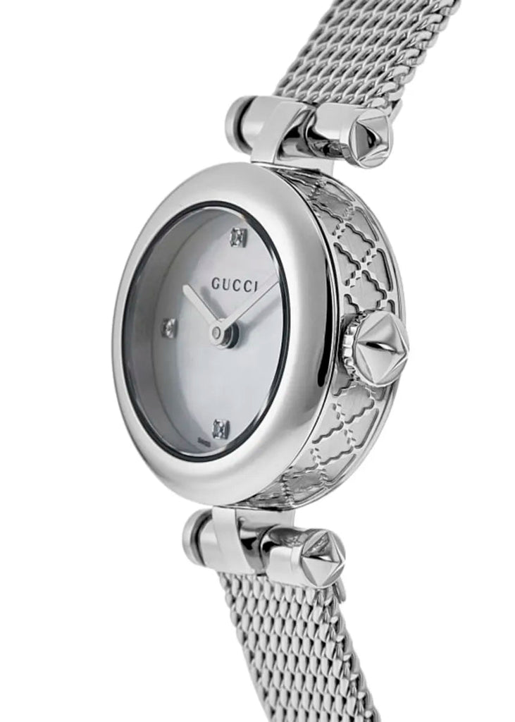 Gucci Diamantissima Diamonds Mother of Pearl Dial Silver Mesh Bracelet Watch for Women - YA141512 Buy Now By Gucci