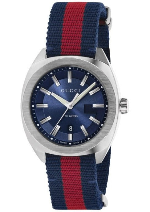 Gucci GG2570 Quartz Blue Dial Blue & Red Nylon Strap Watch For Men - YA142304 Buy Now By Gucci