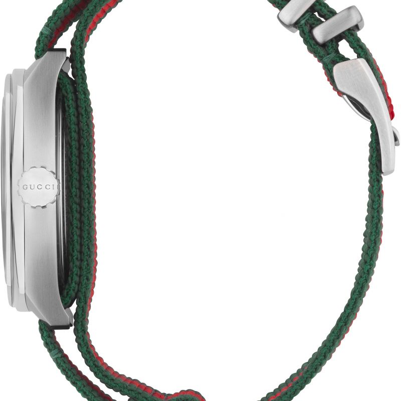 Gucci GG2570 Quartz Black Dial Green & Red Nylon Strap Watch For Men - YA142305 Buy Now By Gucci