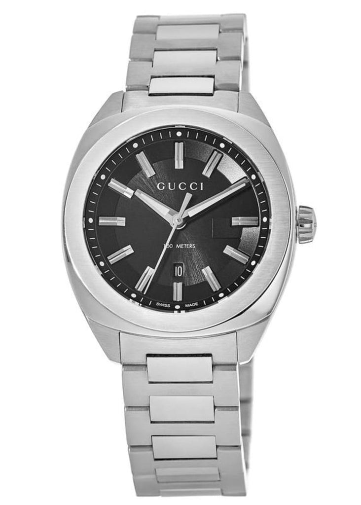 Gucci GG2570 Quartz Black Dial Silver Steel Strap Watch For Men - YA142401 Buy Now By Gucci