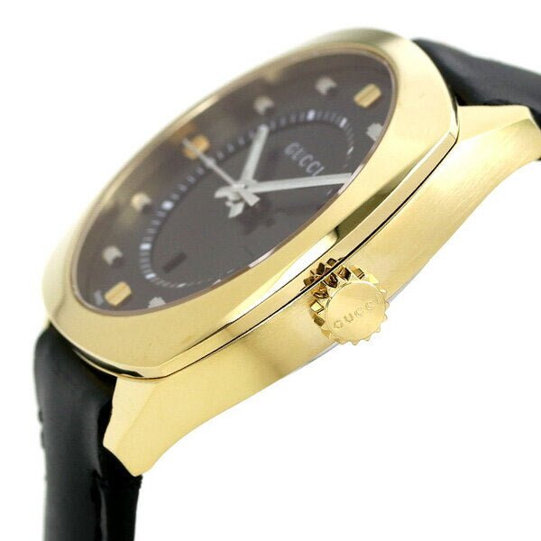 Gucci GG2570 Black Dial Black Leather Strap Watch For Men - YA142310 Buy Now By Gucci