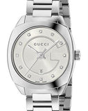 Gucci G Frame Quartz Diamonds Silver Dial Silver Steel Strap Watch For Women - YA142504 Buy Now By Gucci