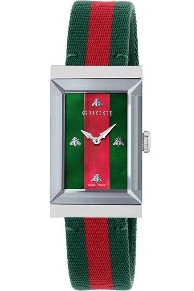 Gucci G-Frame Mother of Pearl Dial Two Tone Nylon Strap Watch For Women - YA147404 Buy Now By Gucci