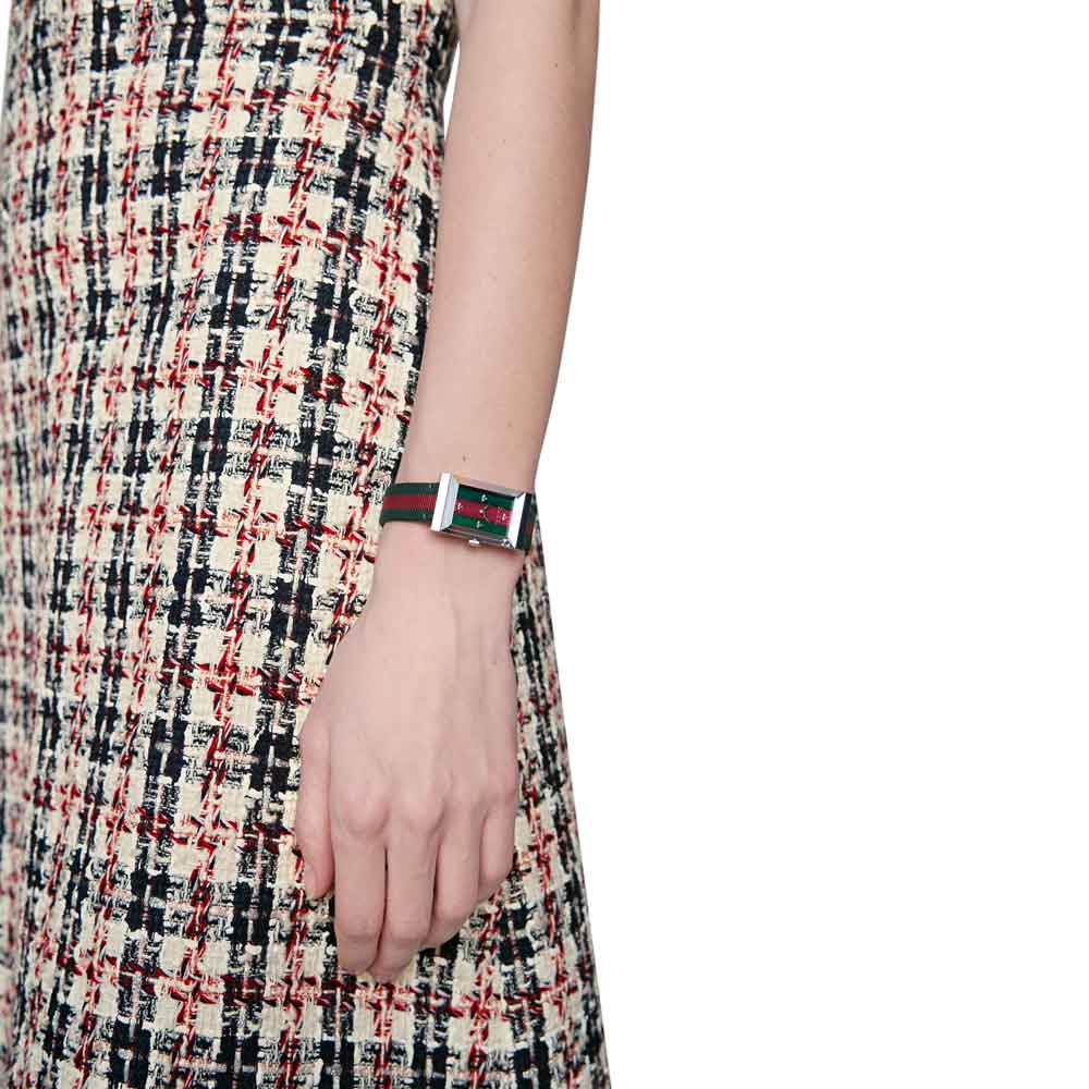 Gucci G-Frame Mother of Pearl Dial Two Tone Nylon Strap Watch For Women - YA147404 Buy Now By Gucci