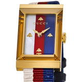 Gucci G-Frame Mother of Pearl Dial White Blue Red Nylon Strap Watch For Women - YA147405 Buy Now By Gucci