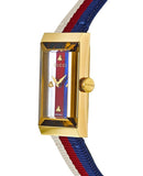 Gucci G-Frame Mother of Pearl Dial White Blue Red Nylon Strap Watch For Women - YA147405 Buy Now By Gucci