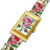 Gucci G-Frame Floral Mother of Pearl Dial White Leather Strap Watch For Women - YA147406 Buy Now By Gucci