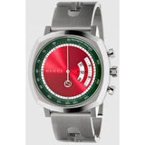 Gucci Grip Quartz Chronograph Red Dial Silver Steel Strap Watch For Men - YA157303 Buy Now By Gucci