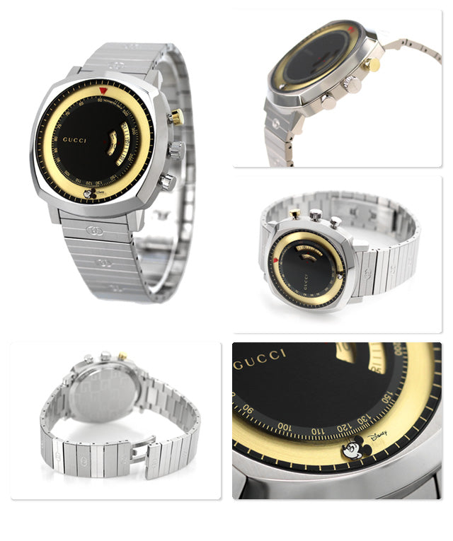 Gucci Grip Chronograph Disney Black Dial Silver Steel Strap Watch For Men - YA157307 Buy Now By Gucci