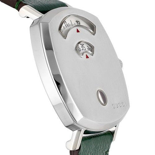 Gucci Grip Quartz Silver Dial Green Leather Strap Unisex Watch - YA157406 Buy Now By Gucci