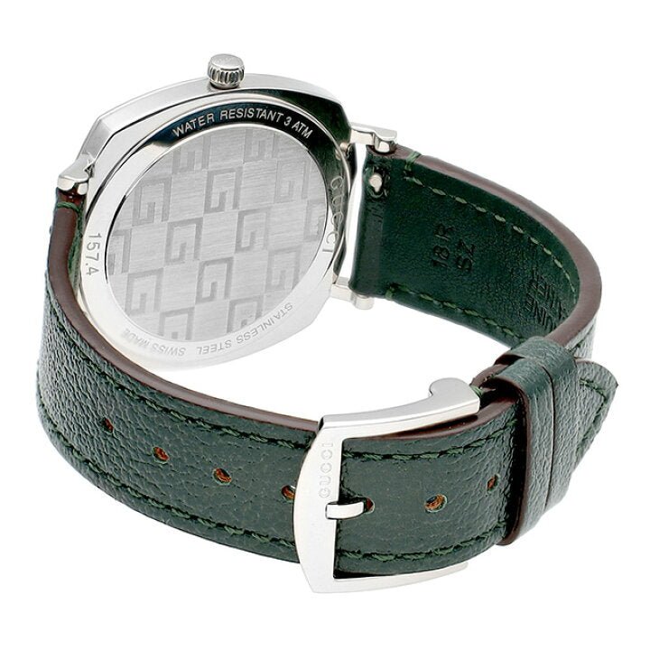 Gucci Grip Quartz Silver Dial Green Leather Strap Unisex Watch - YA157406 Buy Now By Gucci