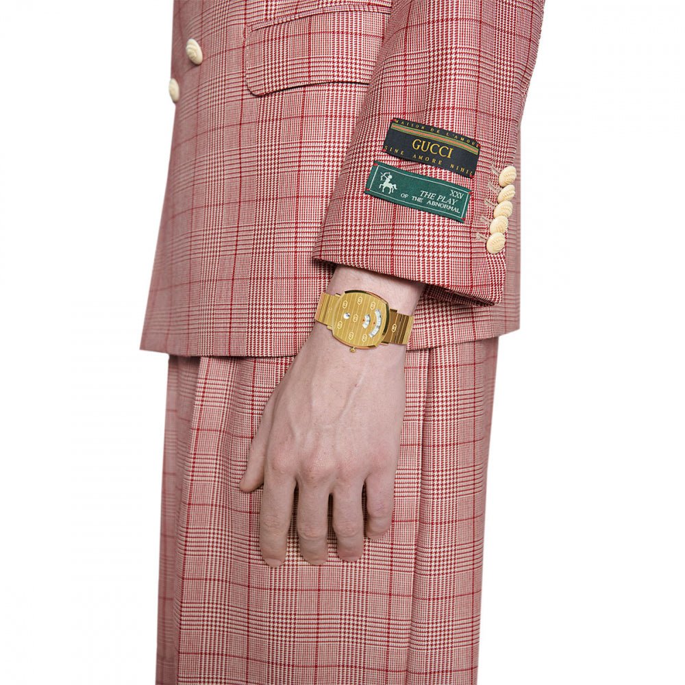 Gucci Grip Quartz Yellow Gold Dial Gold Steel Strap Unisex Watch - YA157409 Buy Now By Gucci