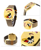 Gucci Grip Disney Mickey Mouse Gold Dial Brown Leather Strap Watch For Women - YA157420 Buy Now By Gucci
