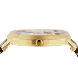 Gucci Grip Disney Mickey Mouse Gold Dial Brown Leather Strap Watch For Women - YA157420 Buy Now By Gucci