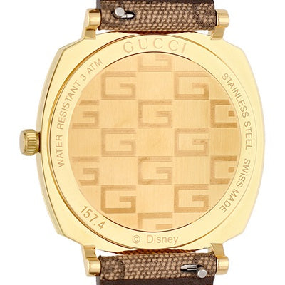 Gucci Grip Disney Mickey Mouse Gold Dial Brown Leather Strap Watch For Women - YA157420 Buy Now By Gucci