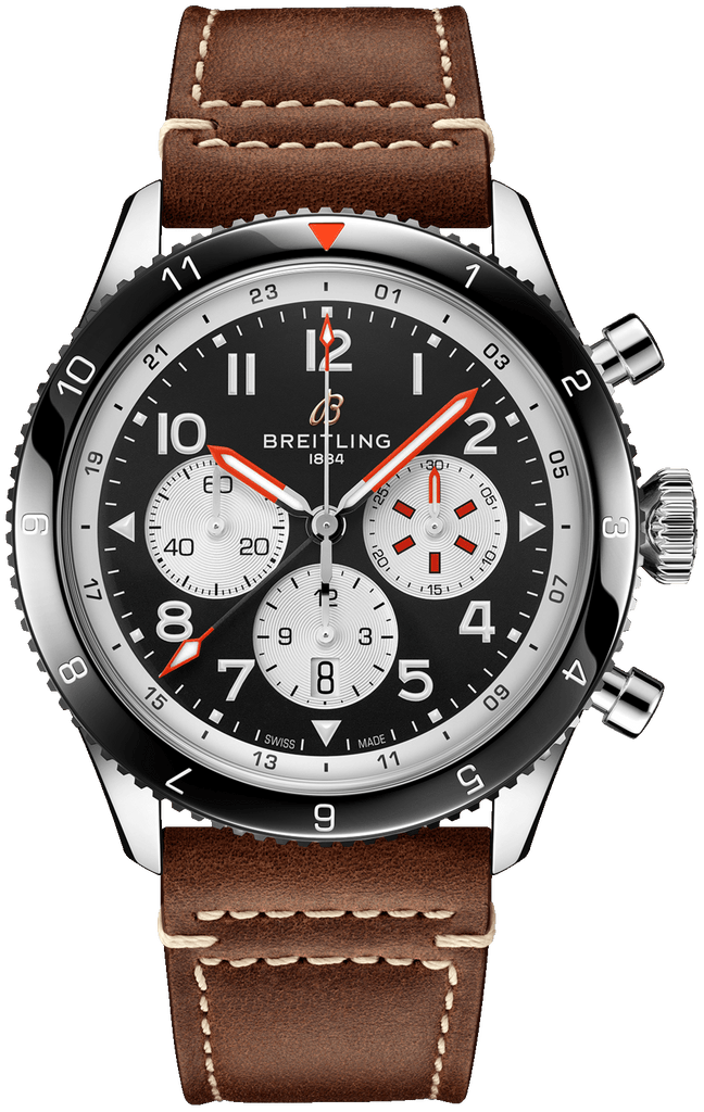 Breitling Super Avi B04 Chronograph GMT 46 Mosquito Black Dial Brown Leather Strap Watch for Men - YB04451A1B1X1 Buy Now By Breitling