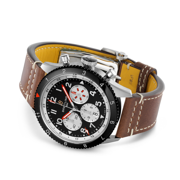 Breitling Super Avi B04 Chronograph GMT 46 Mosquito Black Dial Brown Leather Strap Watch for Men - YB04451A1B1X1 Buy Now By Breitling