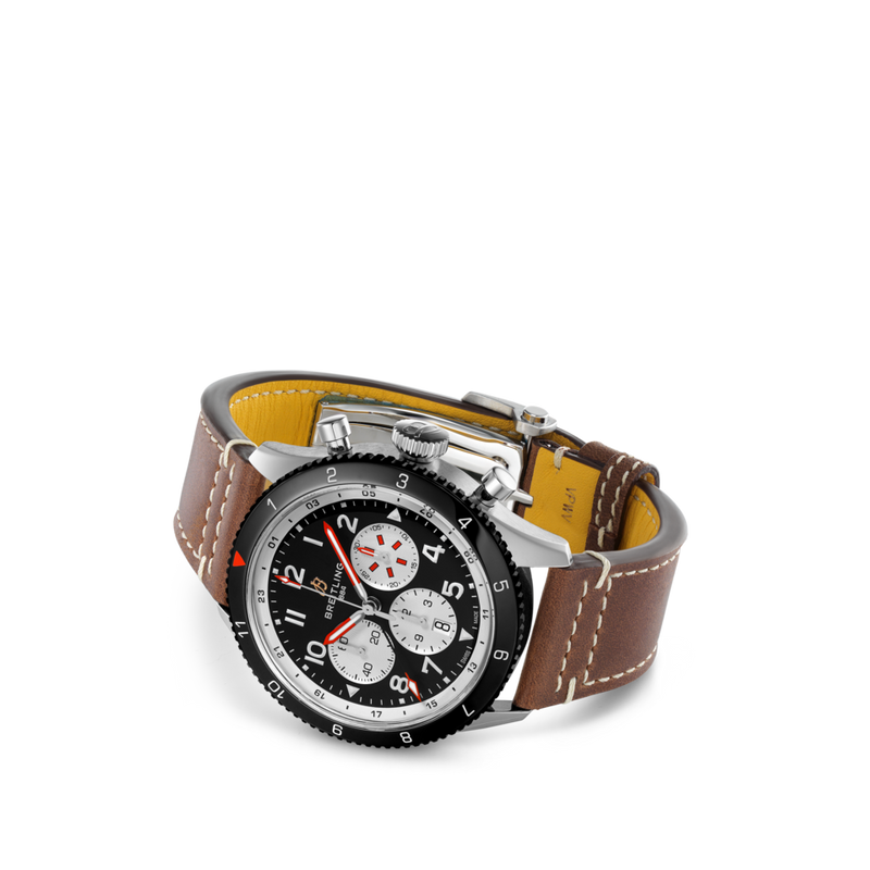 Breitling Super Avi B04 Chronograph GMT 46 Mosquito Black Dial Brown Leather Strap Watch for Men - YB04451A1B1X1 Buy Now By Breitling