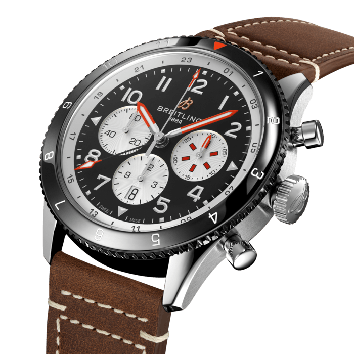 Breitling Super Avi B04 Chronograph GMT 46 Mosquito Black Dial Brown Leather Strap Watch for Men - YB04451A1B1X1 Buy Now By Breitling