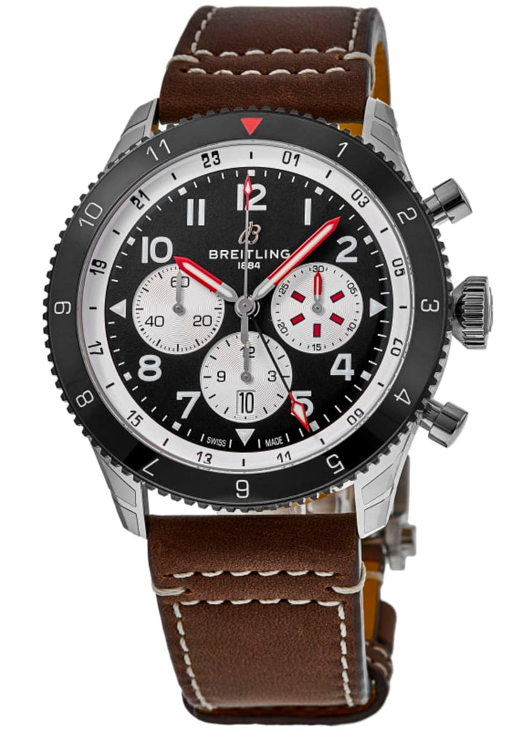 Breitling Super Avi B04 Chronograph GMT 46 Mosquito Black Dial Brown Leather Strap Watch for Men - YB04451A1B1X1 Buy Now By Breitling