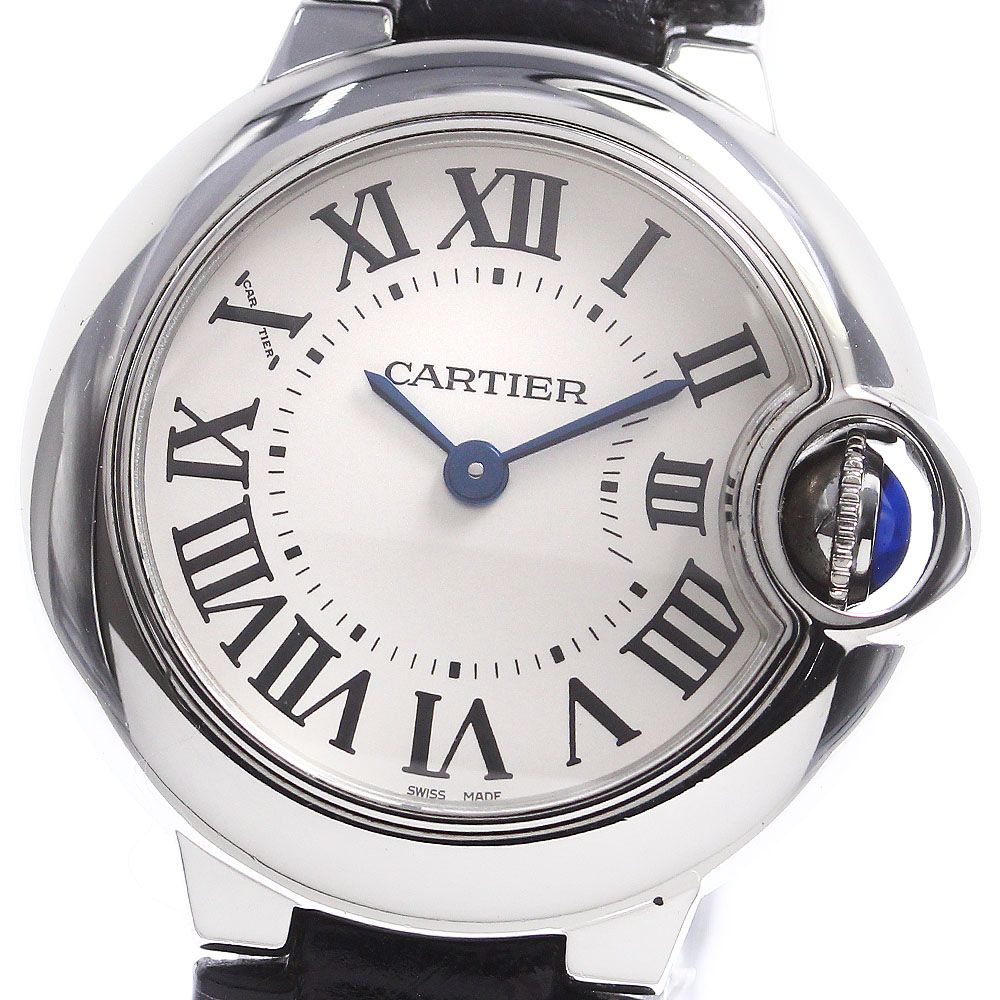 Cartier Ballon Bleu Silver Dial Black Leather Strap Watch for Women - W69018Z4 Buy Now By Cartier