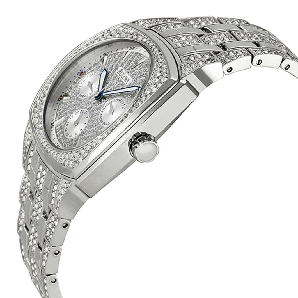 Bulova Crystal Collection Phantom Silver Dial Silver Steel Strap Watch for Men - 96C002 Buy Now By Bulova