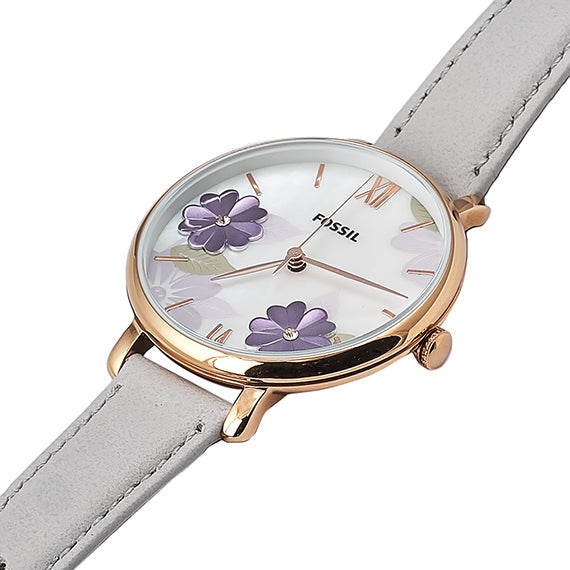 Fossil Jacqueline Mother of Pearl Dial Grey Leather Strap Watch for Women - ES4672 Buy Now By Fossil