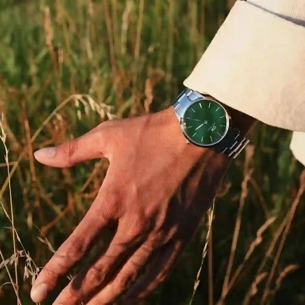 Daniel Wellington Iconic Link Emerald Green Dial Silver Steel Strap Watch For Men - DW00100427 Buy Now By Daniel Wellington