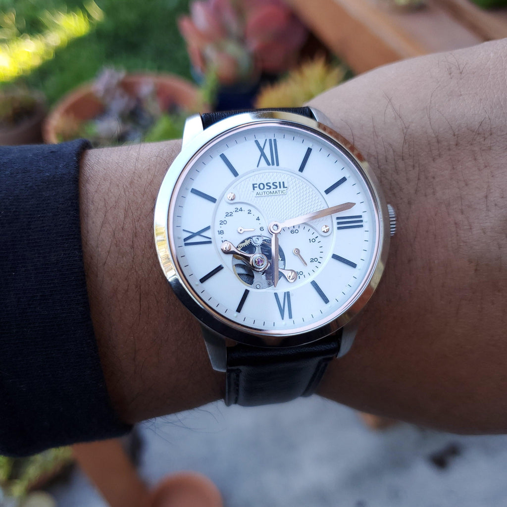 Fossil Townsman Automatic Chronograph White Dial Blue Leather Strap Watch for Men - ME3167 Buy Now By Fossil