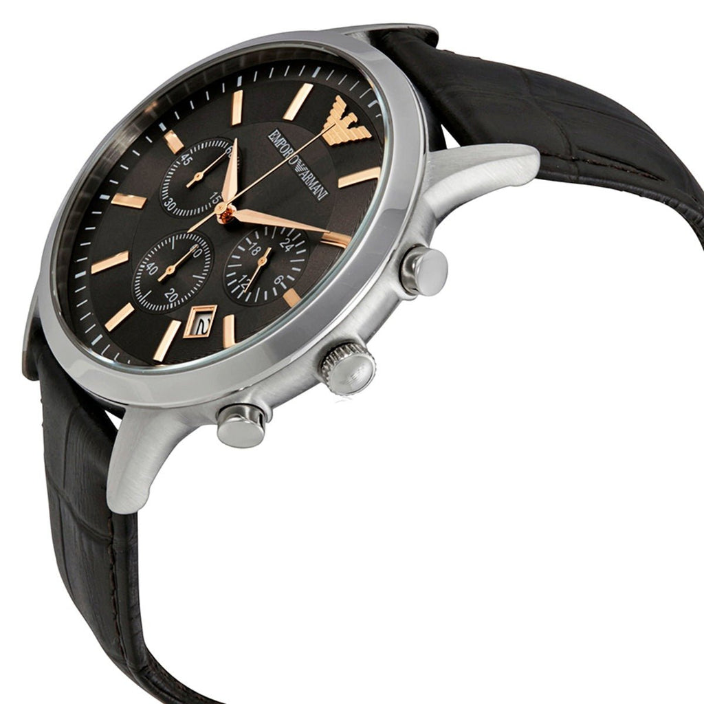 Emporio Armani Renato Chronograph Grey Dial Brown Leather Strap Watch For Men - AR2513 Buy Now By Emporio Armani