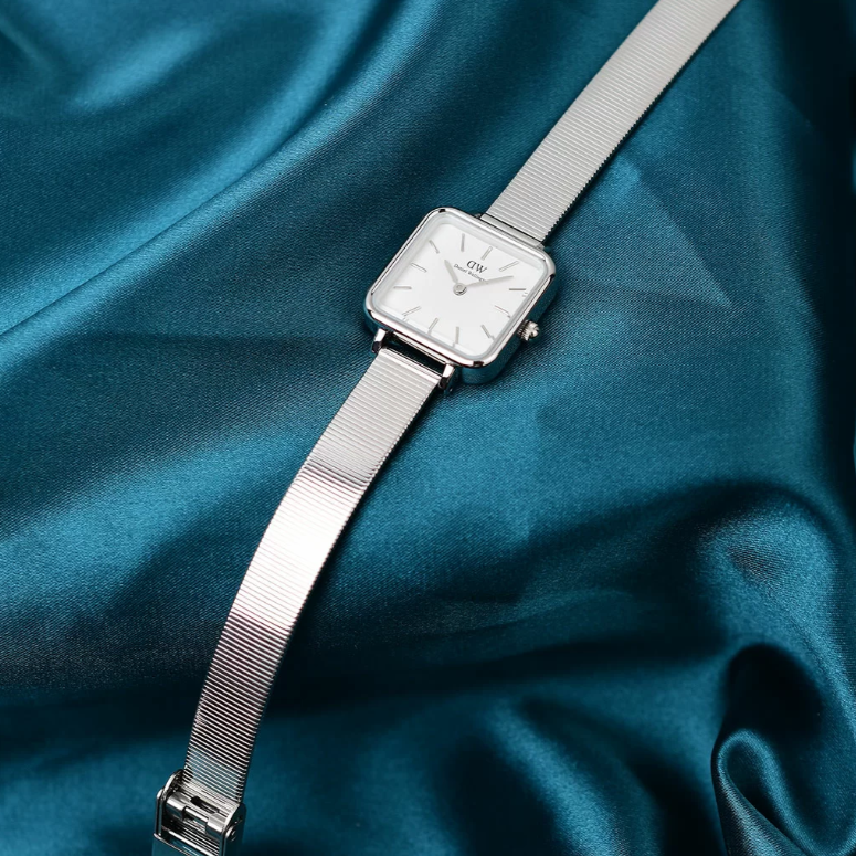 Daniel Wellington Quadro Studio White Dial Silver Mesh Bracelet Watch For Women - DW00100521 Buy Now By Daniel Wellington