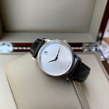 Movado Museum Quartz Silver Dial Black Leather Strap Watch For Men - 2100001 Buy Now By Movado