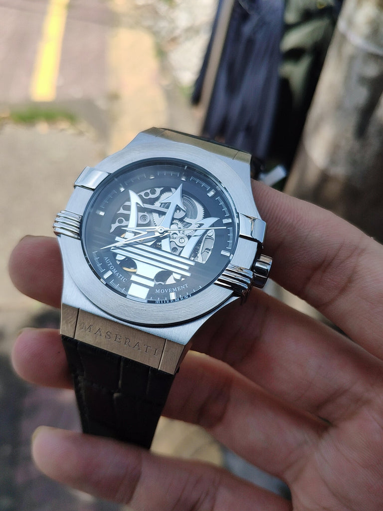 Maserati Potenza Automatic Black Dial Black Leather Strap Watch For Men - R8821108001 Buy Now By Maserati