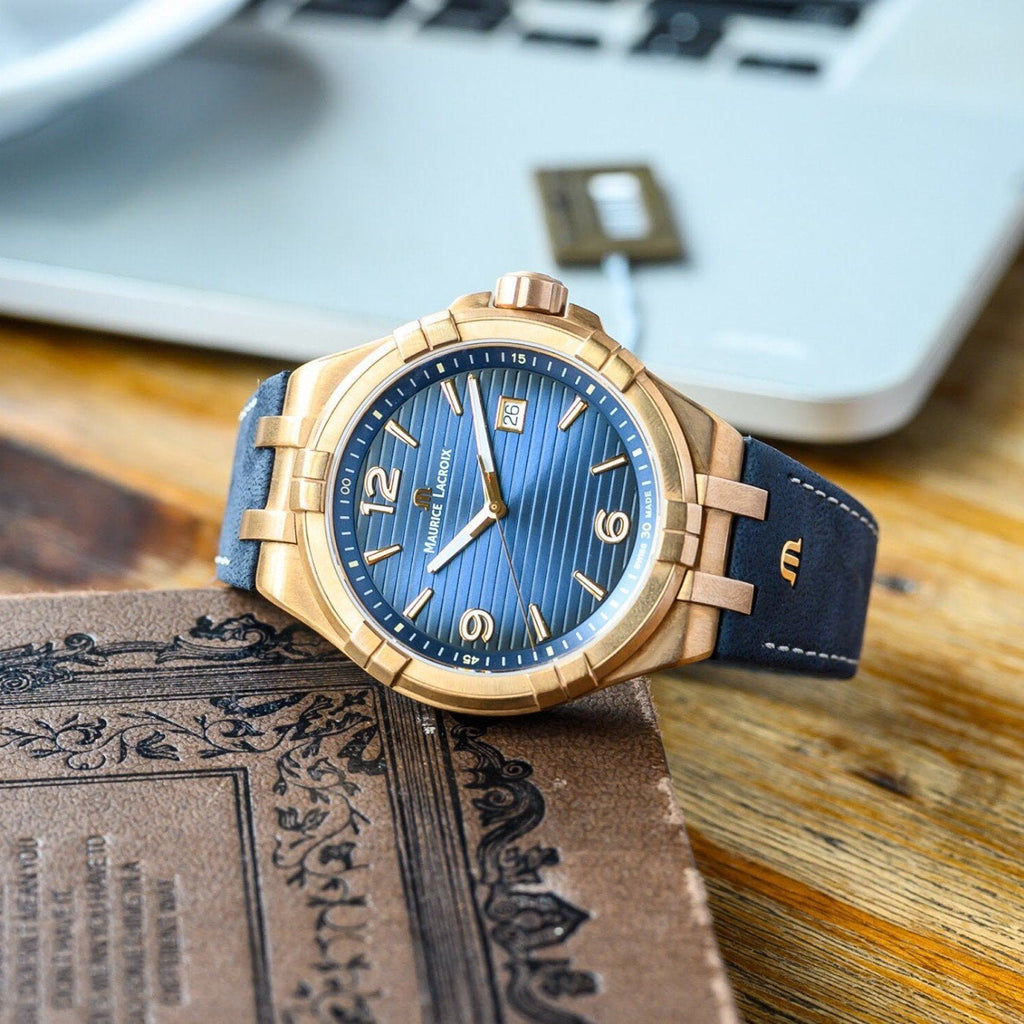 Maurice Lacroix Aikon Date Limited Edition Blue Dial Blue Leather Strap Watch For Men - AI1028-BRZ01-420-1 Buy Now By Maurice Lacroix