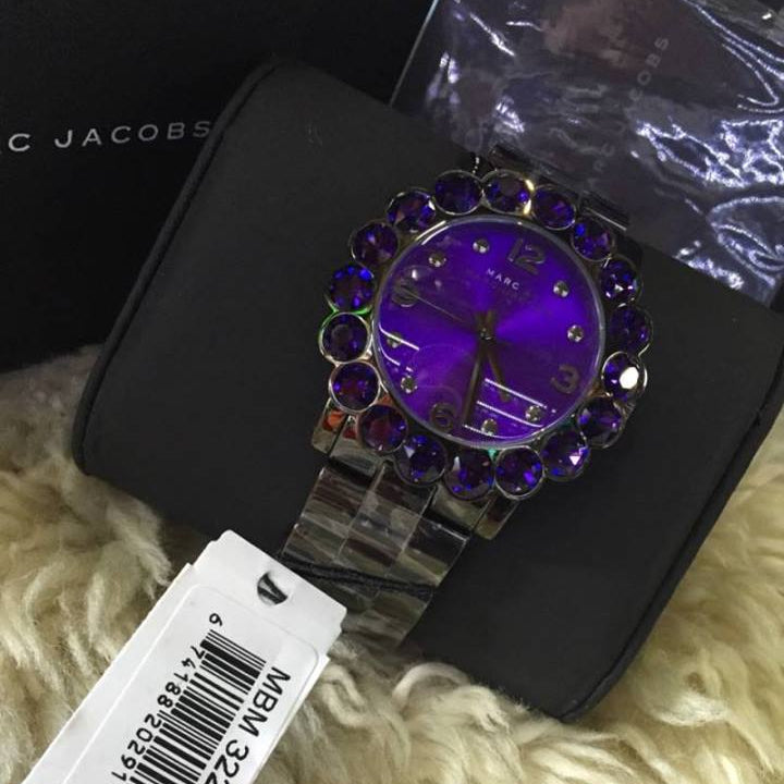 Marc Jacobs Amy Purple Dial Black Steel Strap Watch for Women - MBM3224 Buy Now By Marc Jacobs