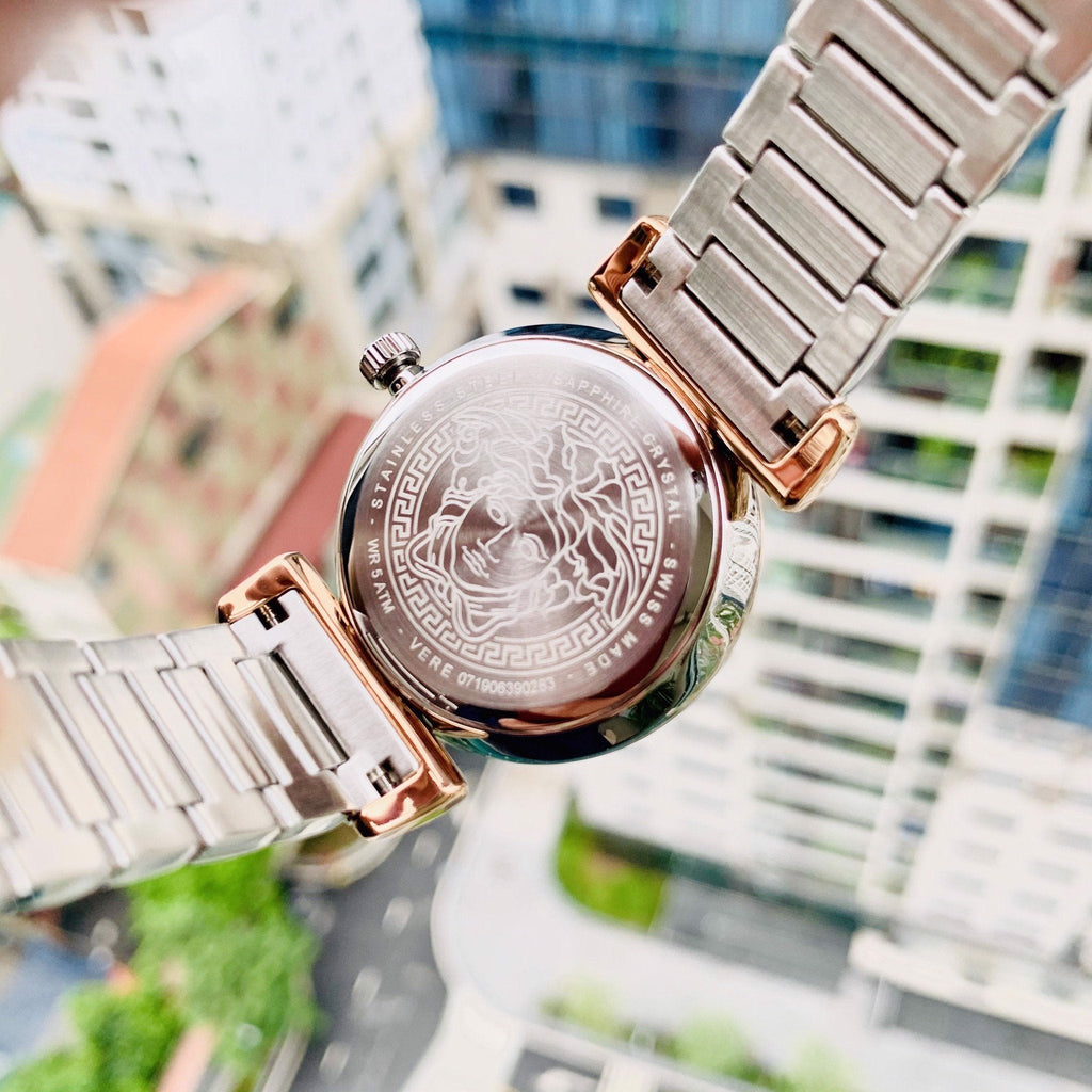 Versace V-Motif Silver Dial Two Tone Steel Strap Watch for Women - VERE00718 Buy Now By Versace