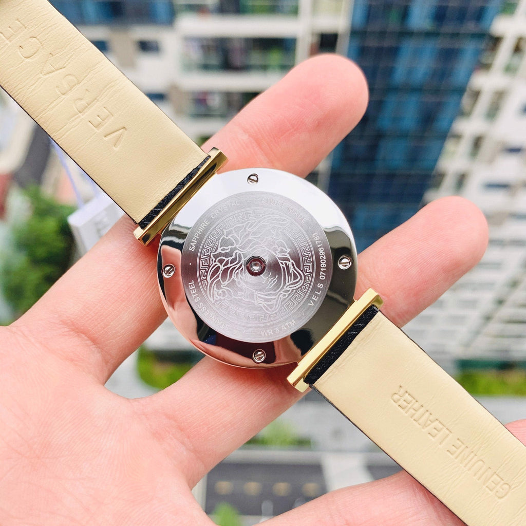 Versace V-Twist Black Dial Black Leather Strap Watch for Women - VELS00619 Buy Now By Versace