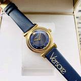 Versace Greca Blue Dial Blue Leather Strap Watch for Women - VERE00218 Buy Now By Versace
