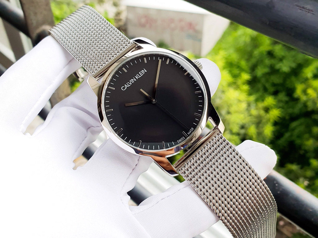 Calvin Klein City Chronograph Black Dial Silver Mesh Bracelet Watch for Men - K2G2G121 Buy Now By Calvin Klein